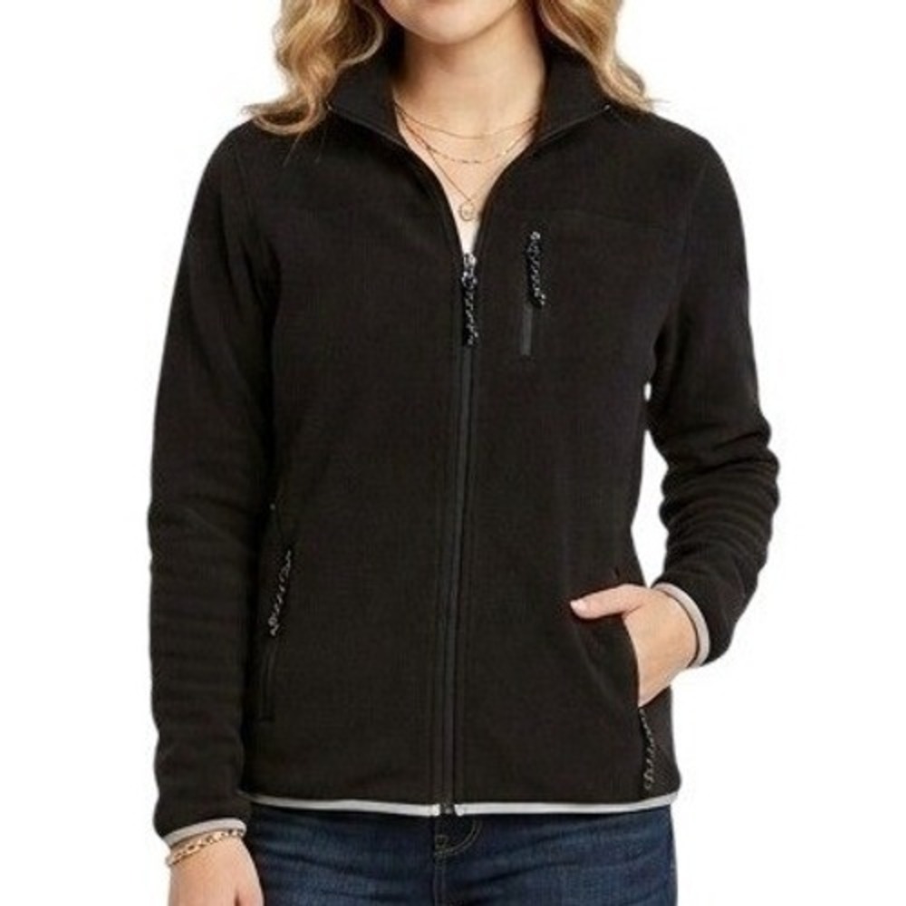 Old Navy Fleece Jacket Womens Large Black Full Zip Mock Neck Active‎ Outdoors
